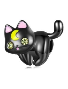 Ékszerkirály Ezüst charm, fekete macska