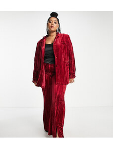 Extro & Vert Plus flared trousers in ruby red velvet co-ord