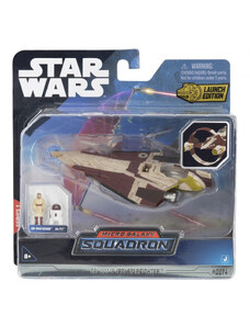 Jazwares Star Wars - Csillagok háborúja Micro Galaxy Squadron 13 cm-es jármű figurával - Jedi Starfighter Delta 7-B + Obi-Wan Kenobi és R4-P17