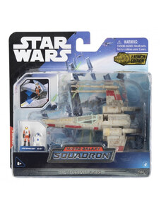 Jazwares Star Wars - Csillagok háborúja Micro Galaxy Squadron 13 cm-es jármű figurával - X-Wing Vörös ötös + Luke Skywalker és R2-D2