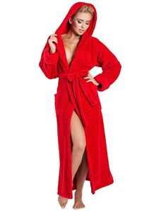DKaren Diana hosszú bolyhos fürdőköpeny kapucnival, piros