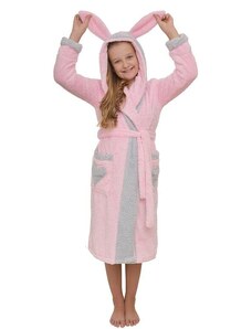 Madlen style Emma lánykafürdőköpeny világos rózsaszín, fülekkel