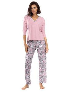 Excellent Beauty Delisa női pizsama, világos rózsaszín, virágos