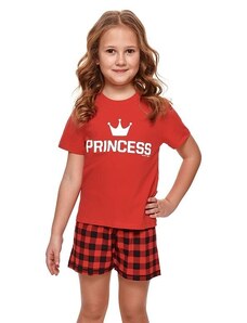 DN Nightwear Princess rövid lánykapizsama, piros