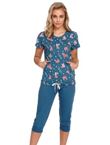 DN Nightwear Milli női pizsama, kék, állatkás