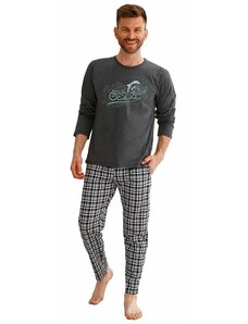 Taro Matt férfi pizsama sötétszürke, nyomott mintás