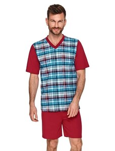 Taro Anton férfi pizsama, piros-kék