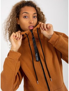 Fashionhunters Light brown basic sweatshirt with pockets RUE PARIS