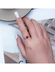 Ékszerkirály Ezüst női gyűrű vörös gránáttal, állítható méret