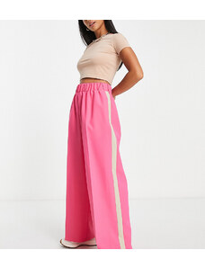 ASOS Petite ASOS DESIGN Petite elastic waist side stripe trouser in pink with stone stripe