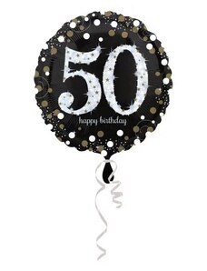 Boldog Születésnapot Happy Birthday 50 fólia lufi 43cm fekete