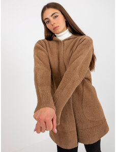 Fashionhunters Light brown lady's coat made of alpaca with Carolyn wool