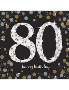 Boldog Születésnapot Happy Birthday Gold 80 szalvéta 16 db-os 33x33 cm