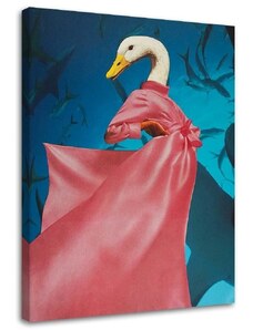 Gario Vászonkép Kacsa rózsaszín ruhában - Lili Chartrand Méret: 40 x 60 cm