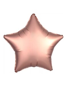 Szatén Silk Rose Copper csillag fólia lufi 48cm