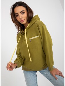 Fashionhunters Olive hoodie with drawstrings