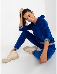 Fashionhunters Cobalt soft velour set with trousers