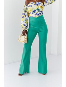 FASARDI Elegant green women's trousers with flared legs