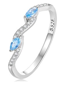 EdenBoutique Blue Studded Curve ezüst gyűrű
