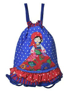 Rosalita kék, mintás textil hátizsák – 22x30 cm