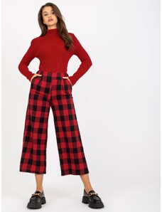 Fashionhunters Black and Red Wide Checkered Culotte Pants