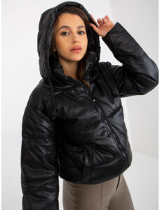 BASIC Fekete steppelt kabát kapucnival -NM-KR-H-923.94-fekete