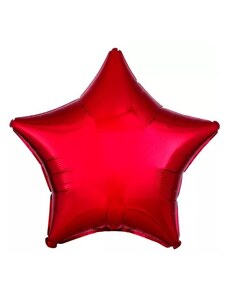 Szatén Metallic Red csillag fólia lufi 48cm