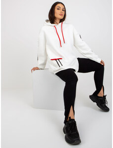 Fashionhunters Warm white hoodie with stripes