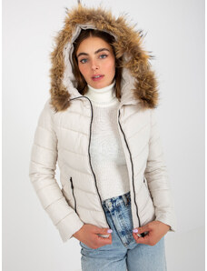Fashionhunters White quilted transition jacket with hood