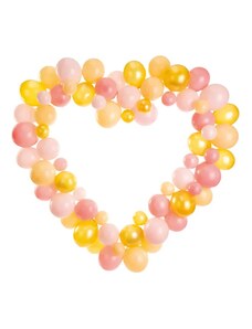 PartyDeco Lufi girland - Rózsaszín/arany szív 160 cm