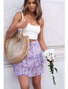 FASARDI Short skirt with purple ruffles