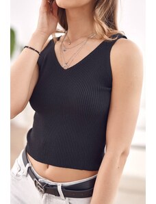 FASARDI Knitted top with black V-neck