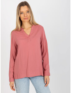 Fashionhunters Dusty pink plain blouse with SUBLEVEL neckline