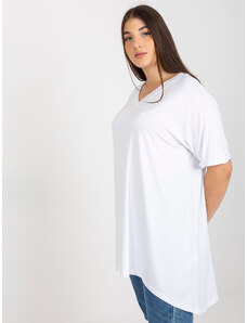 Fashionhunters Plain white blouse plus sizes with neckline