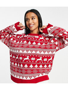 ASOS Petite ASOS DESIGN Petite Christmas jumper in fairisle pattern-Multi