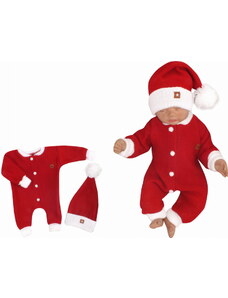 Z&Z 2-dílná készlet Kötött kapucnis overall + sapka Baby Santa, piros