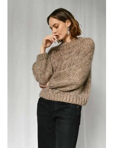 Plexida Chunky Braid Sweater In Stone Mix