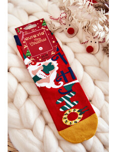 Kesi Women's socks with Christmas pattern "ho ho ho" red