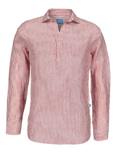 Panareha SARDEGNA Striped Linen Popover Shirt red