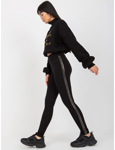 BASIC Fekete leggings mintás csíkokkal -VI-LG-5022.06-black