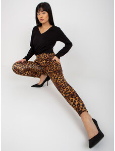 Fashionhunters Sötét bézs és fekete leopárd pár melegítőnadrág