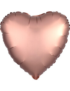 Szatén Silk Rose Copper szív fólia lufi 43 cm
