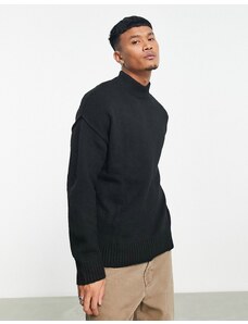 Bershka high neck knitted jumper in black