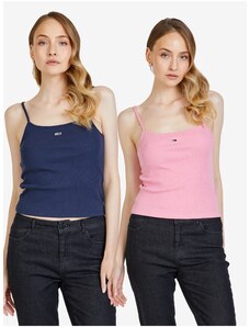 Tommy Hilfiger Set of two women's tank tops in pink and dark blue Tommy Jeans - Women