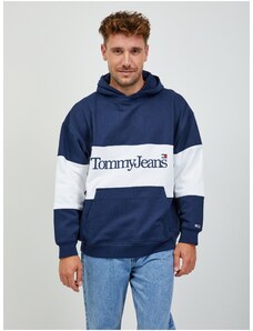 Tommy Hilfiger White and Blue Mens Hoodie Tommy Jeans - Men