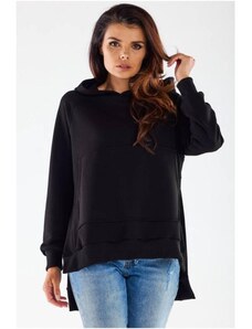 Mariti Fekete színű aszimmetrikus pulóver hasítékkal