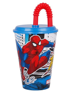 Pókember Web-Jump szívószálas pohár, műanyag 430 ml