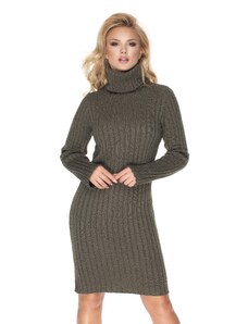 PeeKaBoo női kötött pulóver ruha garbóval kedves khaki univerzális