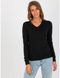 BASIC Fekete női pulóver kivágással NM-SW-J52002.70-black