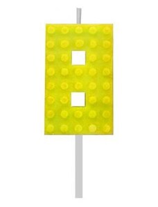 Building Blocks építőkocka tortagyertya számgyertya sárga 8-as
